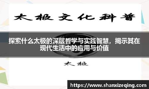 探索什么太极的深层哲学与实践智慧，揭示其在现代生活中的应用与价值